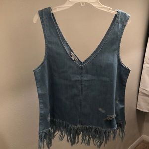 American Eagle Denim double v-neck tank size small